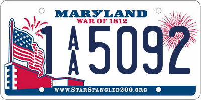 MD license plate 1AA5092