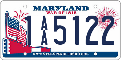 MD license plate 1AA5122