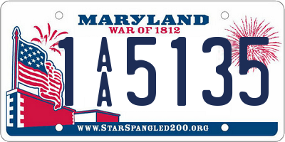 MD license plate 1AA5135