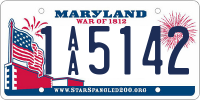 MD license plate 1AA5142