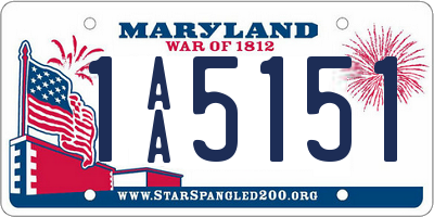 MD license plate 1AA5151