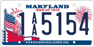 MD license plate 1AA5154