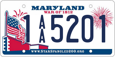 MD license plate 1AA5201