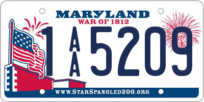 MD license plate 1AA5209