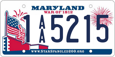MD license plate 1AA5215
