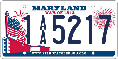 MD license plate 1AA5217