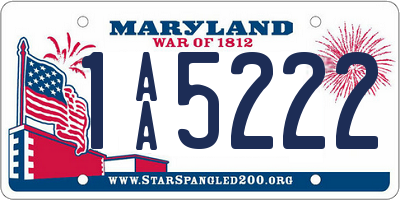 MD license plate 1AA5222