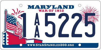 MD license plate 1AA5225