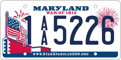 MD license plate 1AA5226