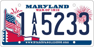 MD license plate 1AA5233