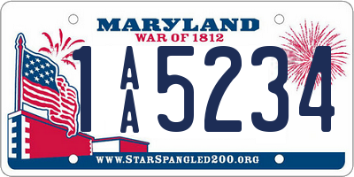 MD license plate 1AA5234