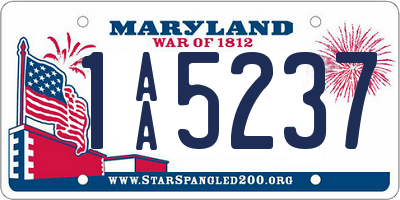 MD license plate 1AA5237