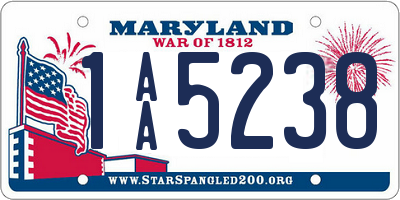 MD license plate 1AA5238