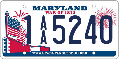 MD license plate 1AA5240