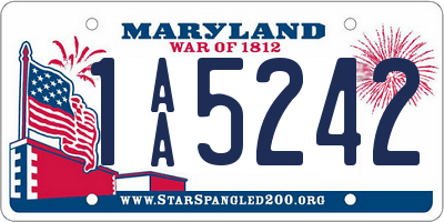 MD license plate 1AA5242