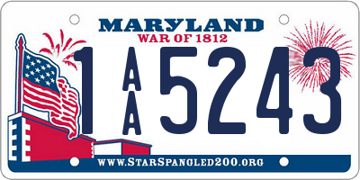 MD license plate 1AA5243