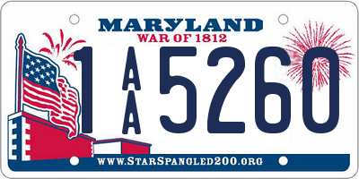 MD license plate 1AA5260