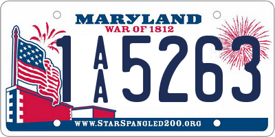 MD license plate 1AA5263