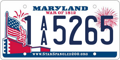 MD license plate 1AA5265