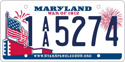 MD license plate 1AA5274