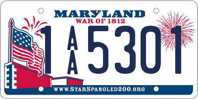 MD license plate 1AA5301