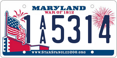 MD license plate 1AA5314