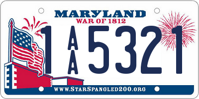 MD license plate 1AA5321