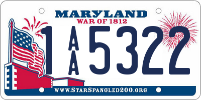 MD license plate 1AA5322