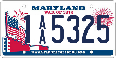 MD license plate 1AA5325