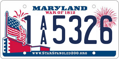 MD license plate 1AA5326