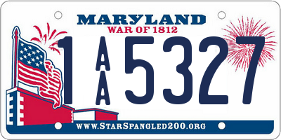 MD license plate 1AA5327