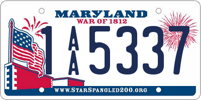 MD license plate 1AA5337