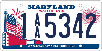 MD license plate 1AA5342