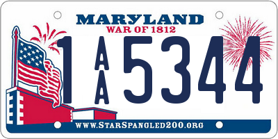 MD license plate 1AA5344