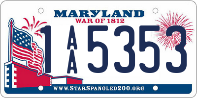 MD license plate 1AA5353