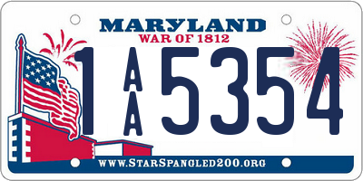 MD license plate 1AA5354