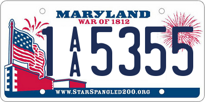 MD license plate 1AA5355