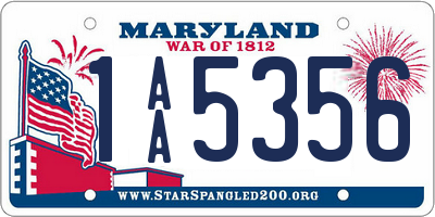 MD license plate 1AA5356