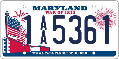 MD license plate 1AA5361