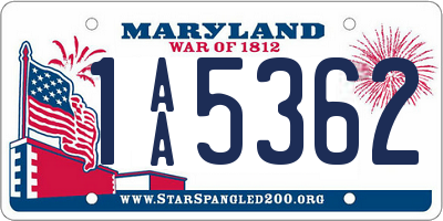 MD license plate 1AA5362