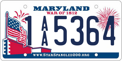 MD license plate 1AA5364