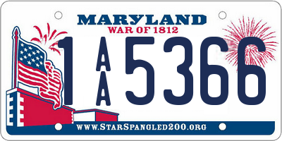 MD license plate 1AA5366