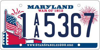 MD license plate 1AA5367