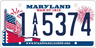 MD license plate 1AA5374