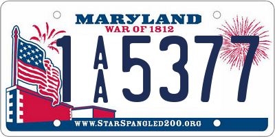 MD license plate 1AA5377