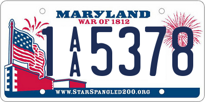 MD license plate 1AA5378