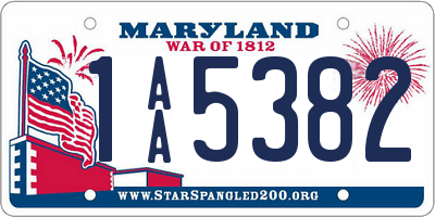 MD license plate 1AA5382