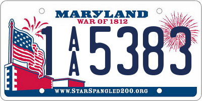 MD license plate 1AA5383