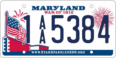 MD license plate 1AA5384