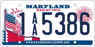 MD license plate 1AA5386